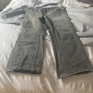 Cropped gray flare denim